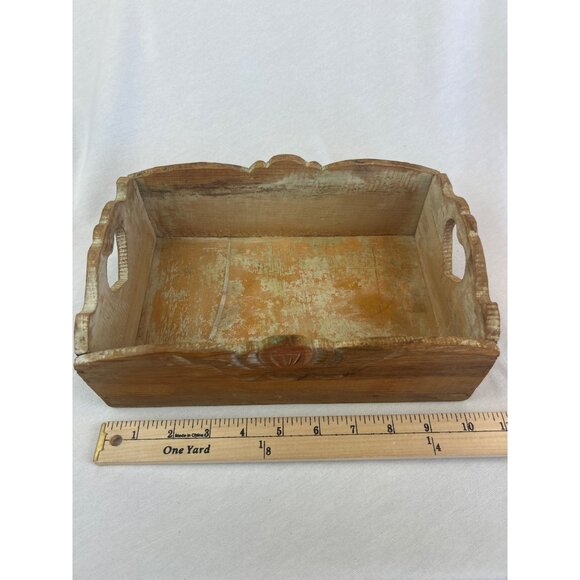 Vintage Handcrafted Wooden Heart Cutout Decorative Organizer Tray Box - Picture 12 of 14